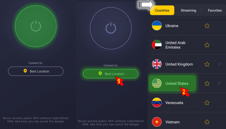 CyberGhost VPN - O aplicație de tip VPN Android