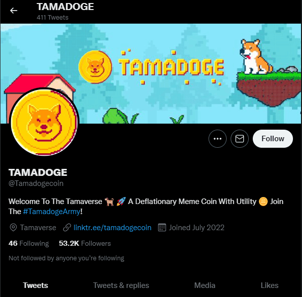 Tamadoge a atins 50.000 de abonați pe Twitter