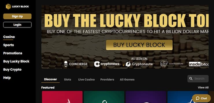 Pagina de pornire Lucky Block Casino
