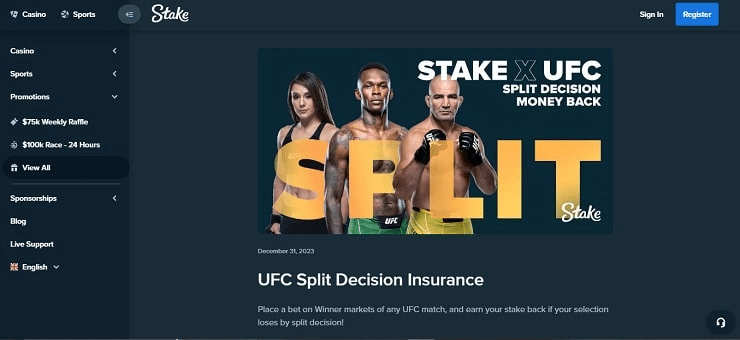 Asigurare UFC Split Decision (Pariuri sportive)
