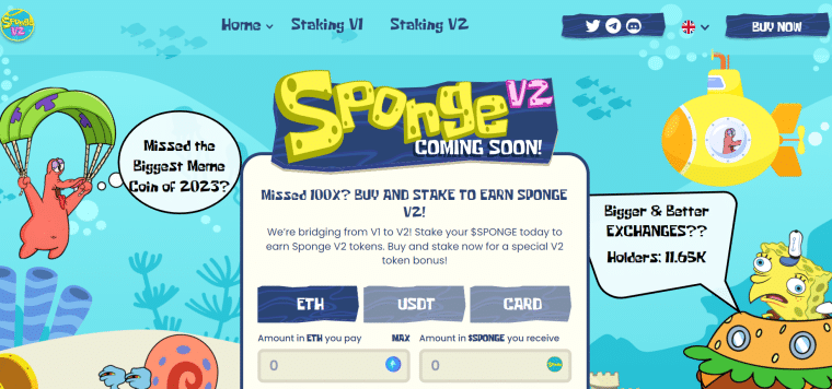 Sponge V2 - Una dintre cele mai bune criptomonede de viitor
