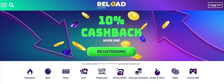 Reload Casino - Bästa norska casino utan svensk licens