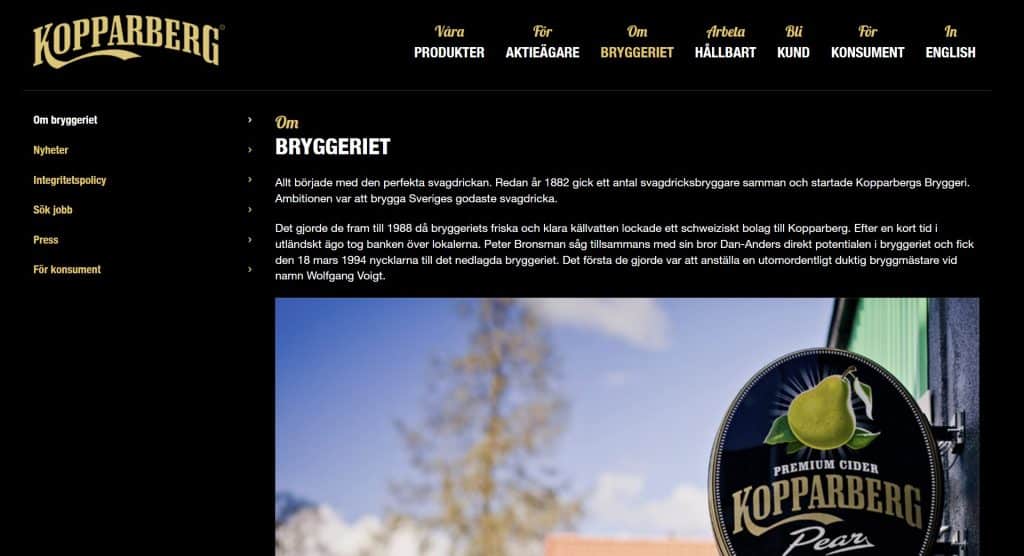 Kopparbergs Bryggeri Historia