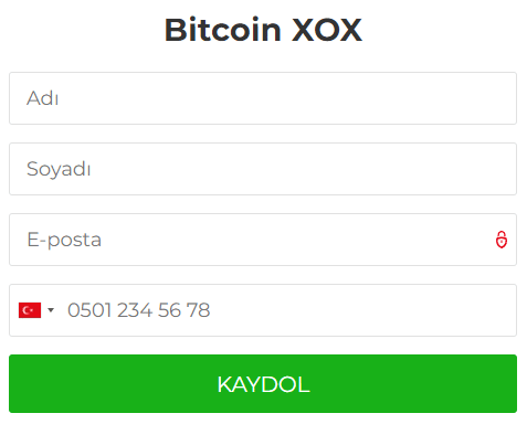 Bitcoin XOX Kayıt Ol