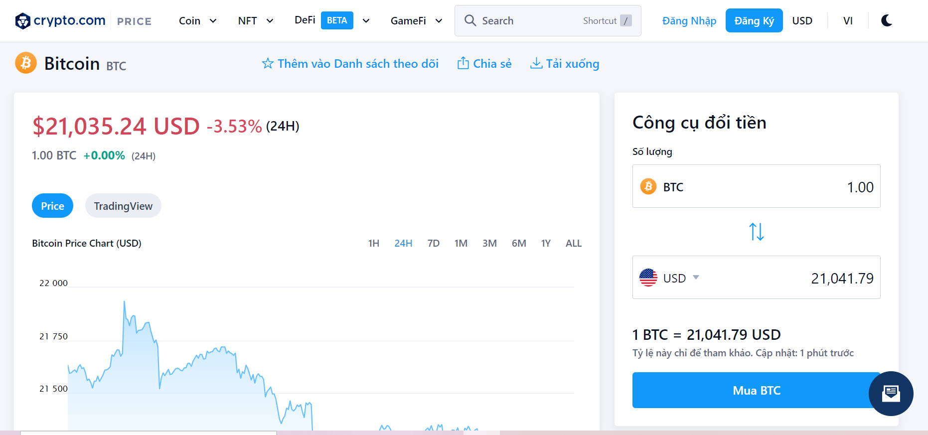 Mua Bitcoin trên Crypto.com