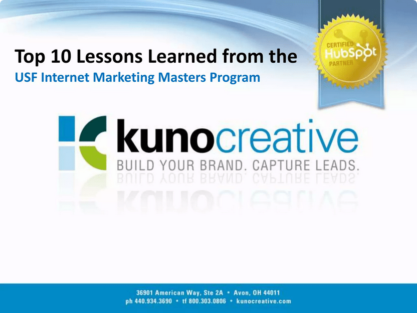 Top 10 Lessons Learned from the USF Internet Marketing Masters Program