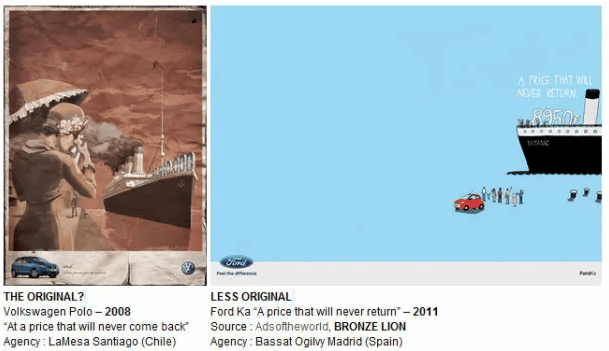 Volkswagen Polo original ad versus  Ford Ka ad 