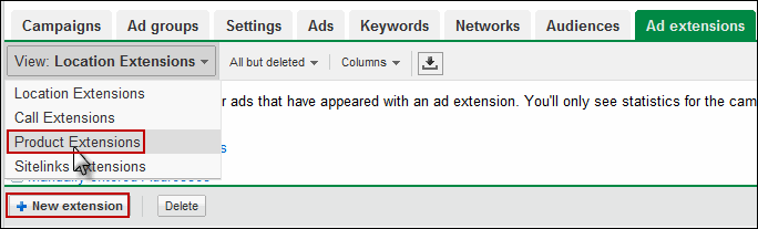 AdWords Product Extensions