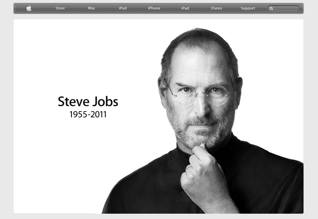 Steve Jobs commemorated on apple's homepage