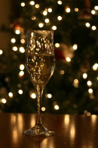Christmas glass of champagne