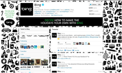 Bing Twitter Brand Page