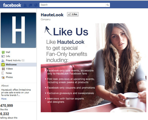HauteLook Facebook Page