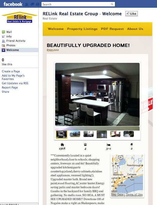 Real Estate listing Facebook Page