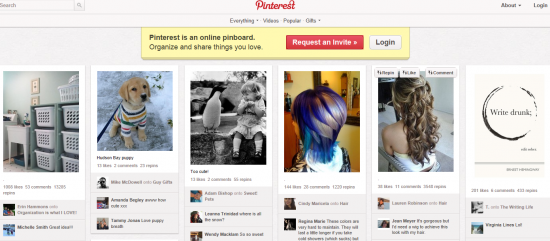 Pinterest home page