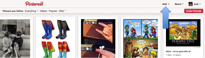 Adding a pin to pinterest