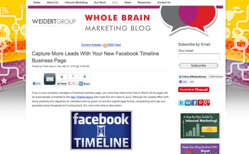 Weidert Group's blog screenshot for The Content Marketeer