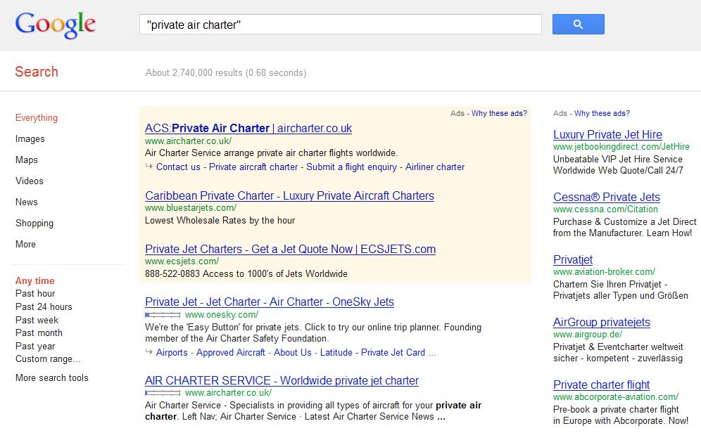 private air charter search results on google How Private Air Charter can profit from Inbound Marketing 