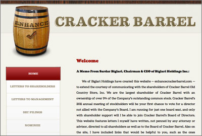 Enhance Cracker Barrel homepage