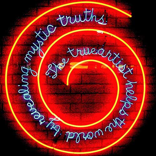 journalism, marketing, and truth in a neon sign