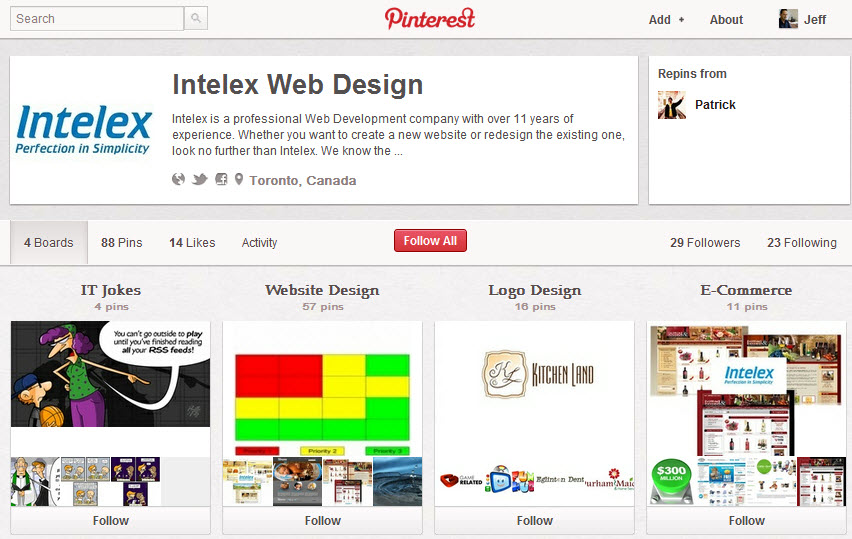 Web design products and services on Pinterest