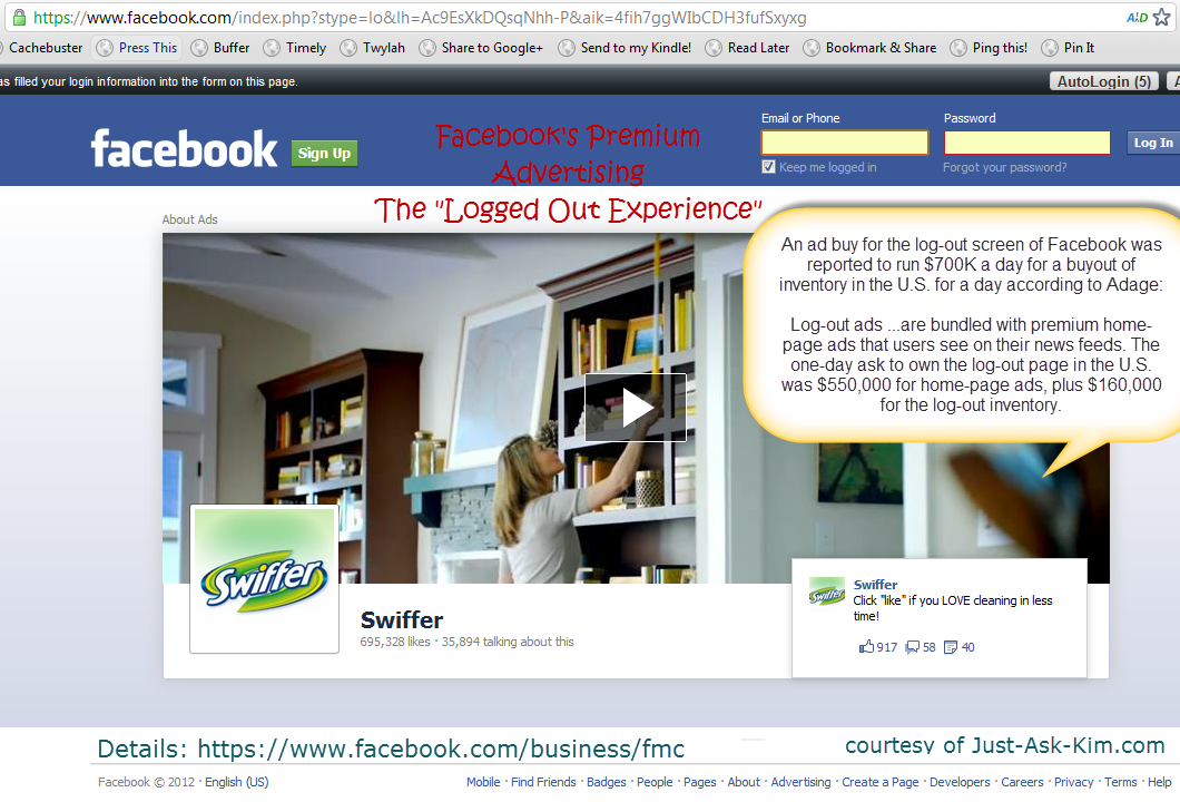 Facebook Logout Advertisement