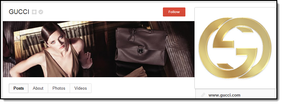 Gucci cover on Google+