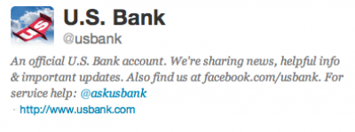 U.S. Bank twitter bio