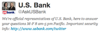 Ask U.S. Bank Twitter bio