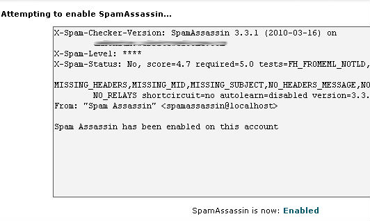 Spam assassin enable process