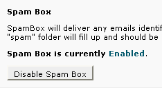 Button to enable the spam box