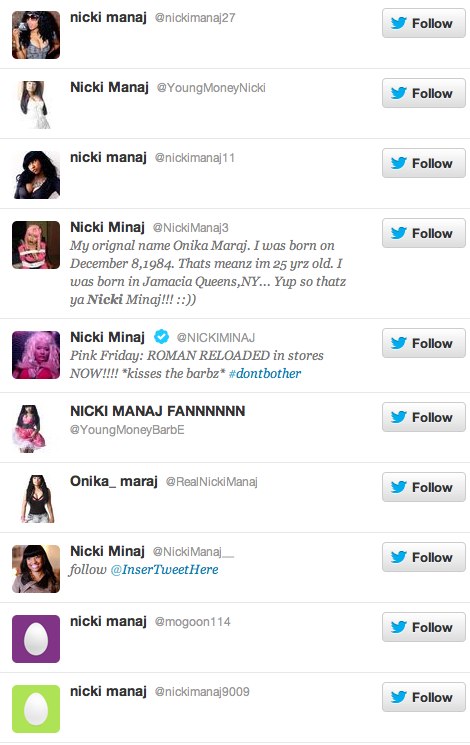 Twitter User Search for Nicki Manaj
