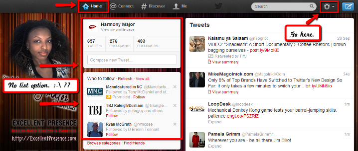 Twitter Lists Not on Home Page