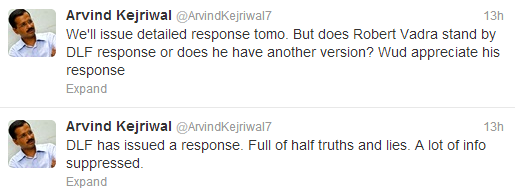 Arvind responds on twitter