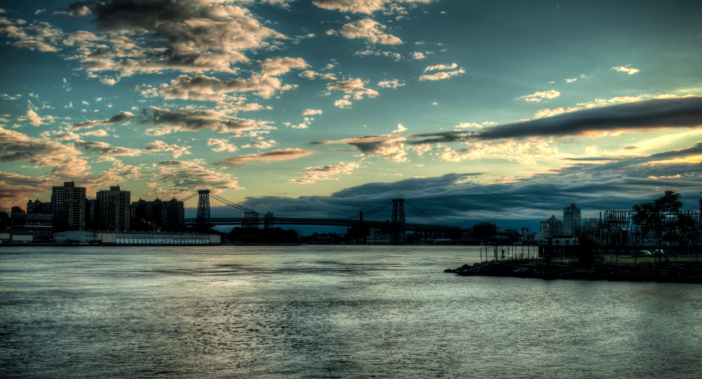 The Williamsburg Bridge Kissing the NYC Morning Sky