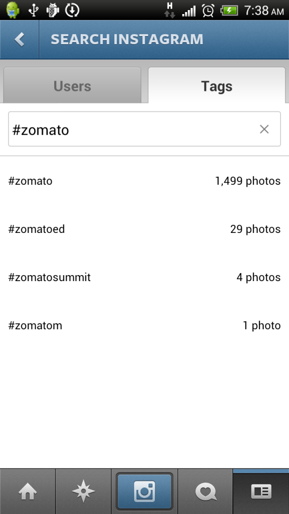 Zomato tag on Instagram