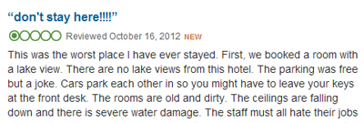bad online review of a hotel