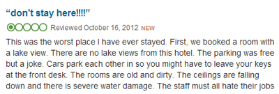 bad online review of a hotel