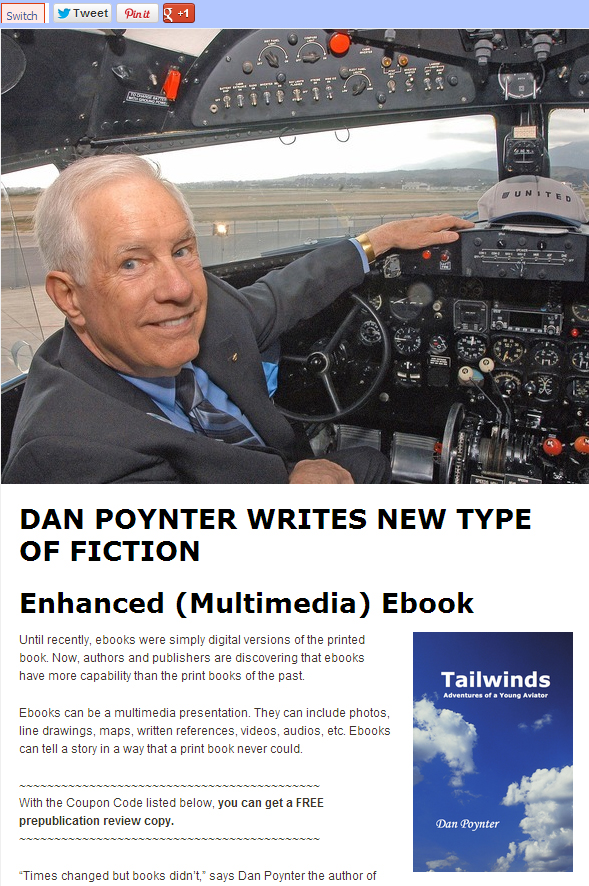 dan poynter in cockpit of plane for multimedia ebook promotion