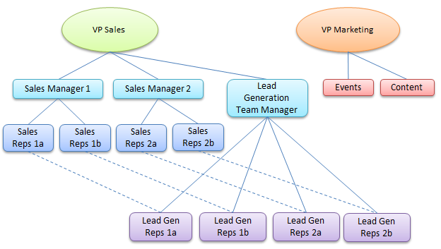 Lead generation team manage reports to sales