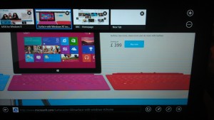 Top bar from a full screen view of IE on Windows 8