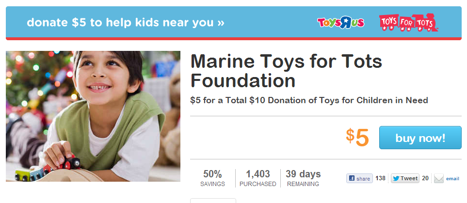 LivingSocial Marine Toys for Tots Foundation - $5 for $10 Donation to Toys for Tots-094144