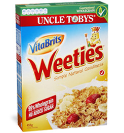 Uncle Tobys VitaBrits Weeties cereal (the Australian version of Wheaties)