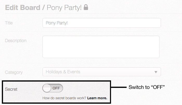 Making you Secret Pinterest Board visible to everyone