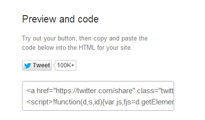 preview your code before embedding social media sharing in content