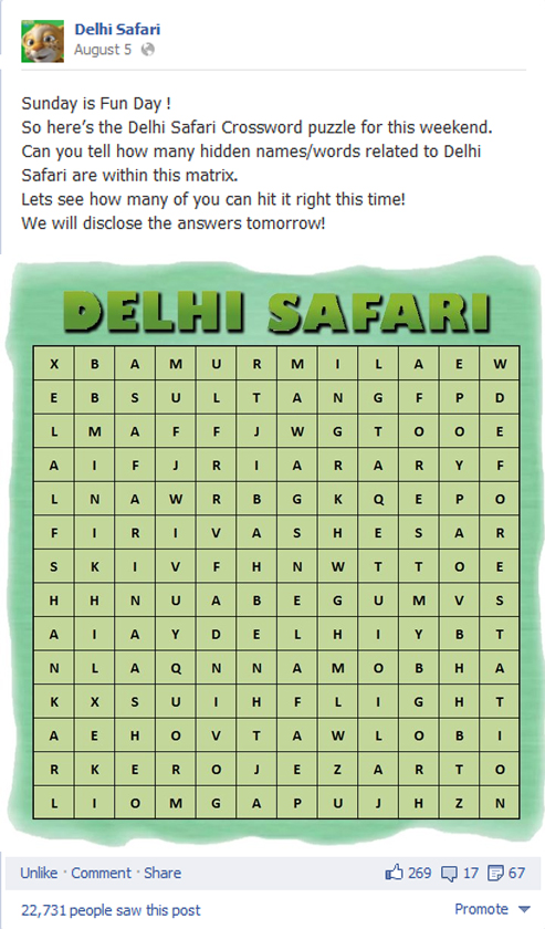 Delhi Safari Crossword-Puzzle