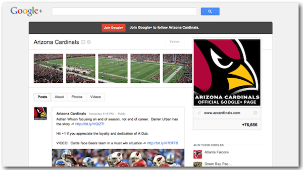 arizona cardinals google plus profile