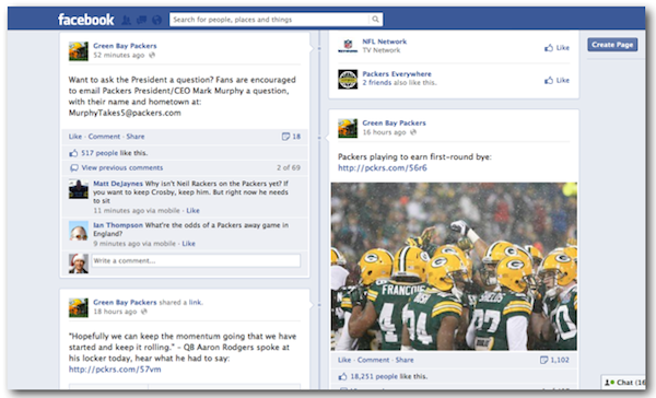 green bay packers facebook page