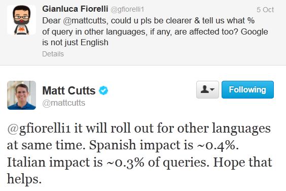 Matt Cutts answers webmaster questions on Google update.
