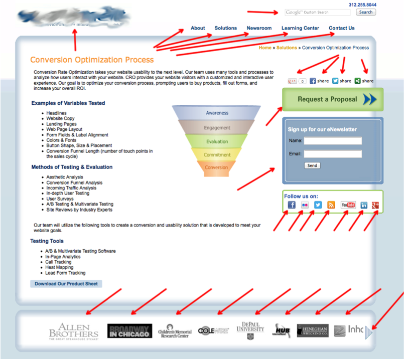 example of bad landing page design
