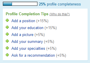 Image showing online profile building completeness as a percentage